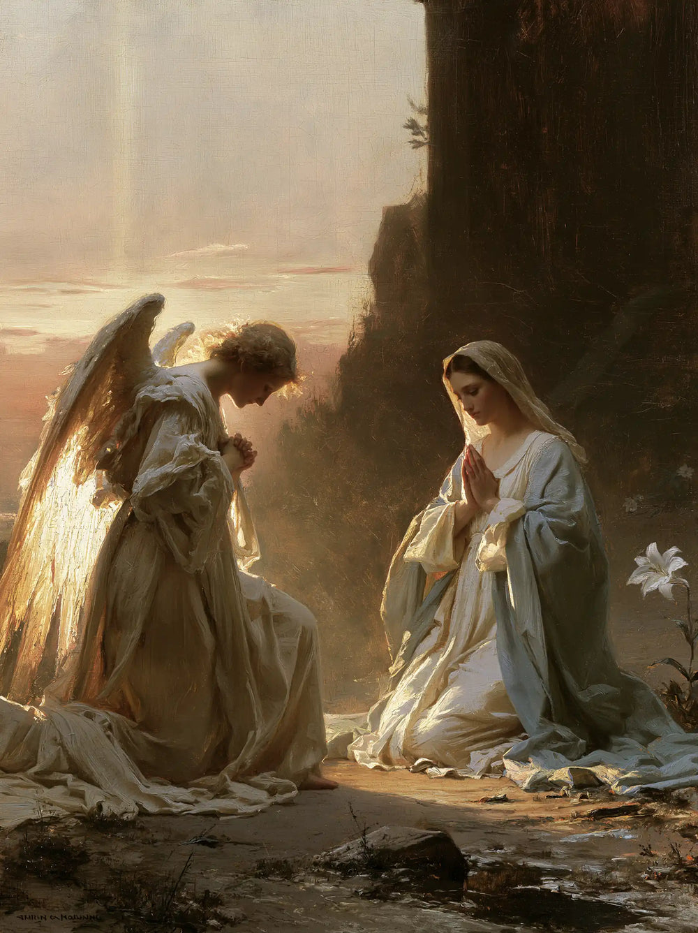 the Annunciation at dawn in The Annunciation at Dawn style, portrait Christian artwork no. 8