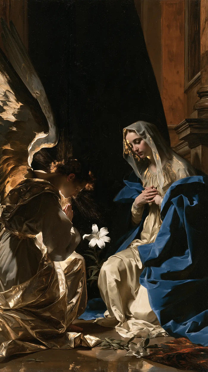 The Annunciation — The Blue Drapery beneath the Tall Hanging