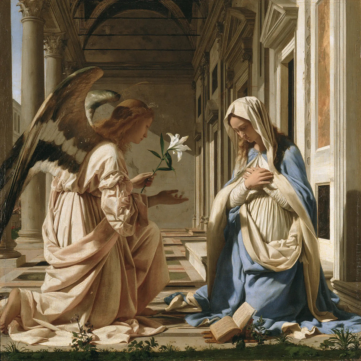 the Annunciation in Florentine Renaissance style in Florentine Renaissance style, square Christian artwork no. 5