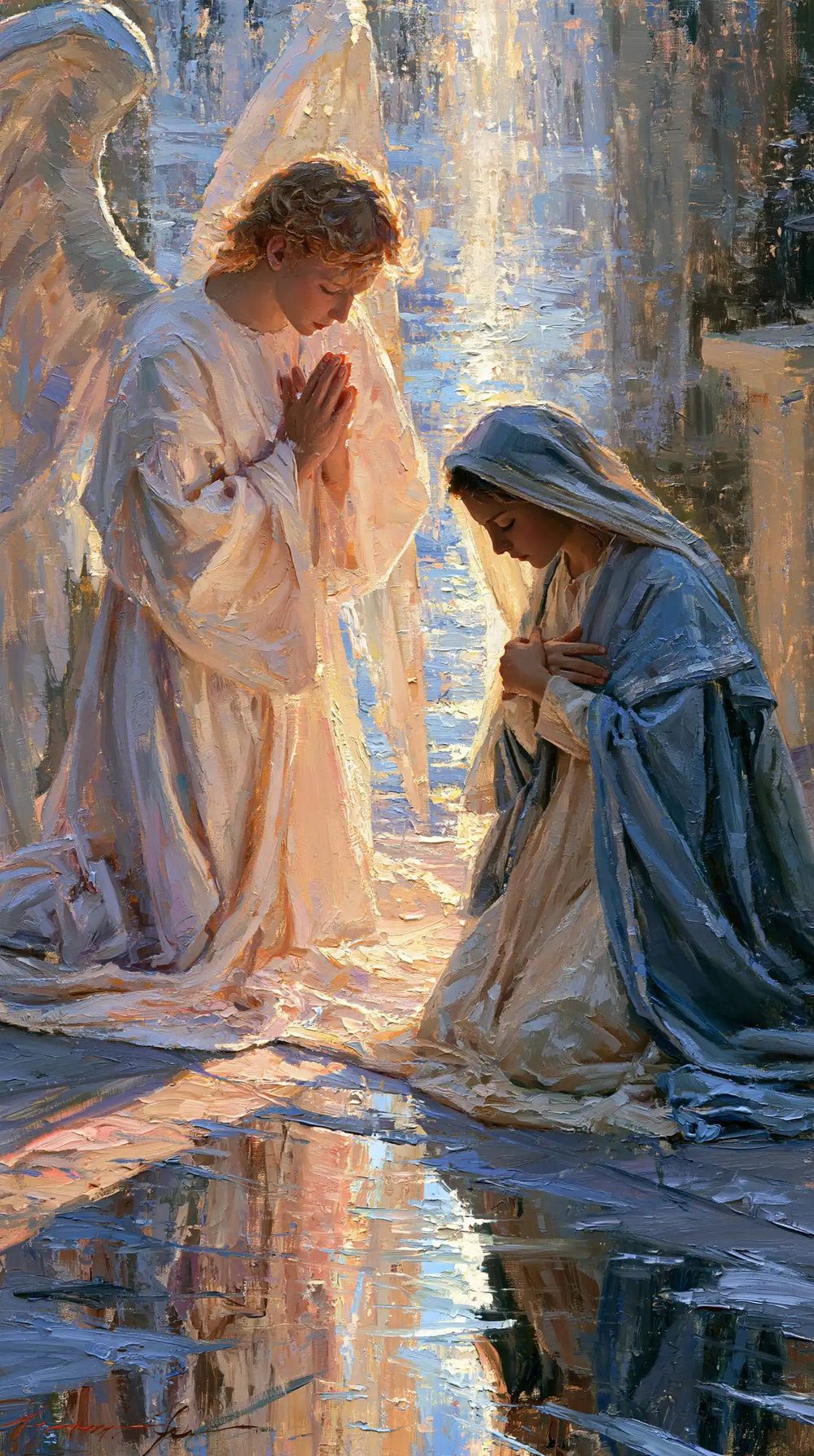 the Annunciation in an impressionist atmosphere in Impressionist style, portrait Christian artwork no. 1