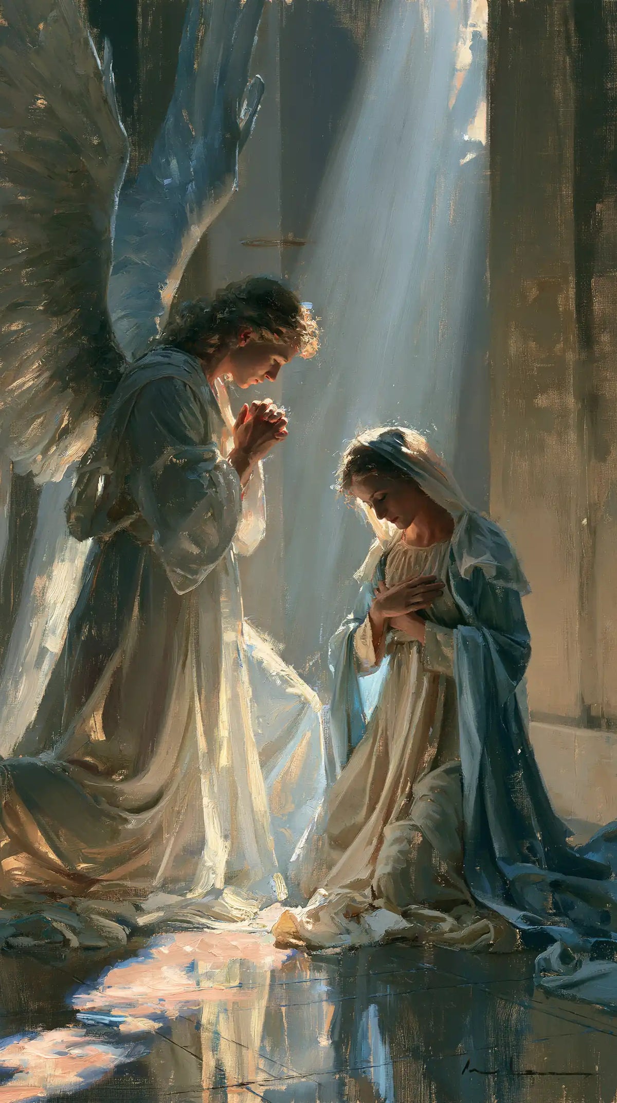 the Annunciation in an impressionist atmosphere in Impressionist style, portrait Christian artwork no. 5