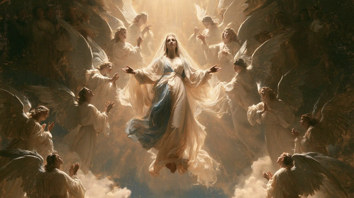 The Assumption of Mary — The Ivory Veil Between Dark Wings