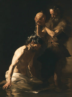 The Baptism of Jesus – Caravaggio Tenebrism · Kneeling in the Jordan · Portrait no. 2