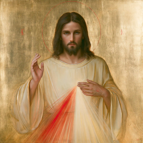 Divine Mercy Jesus in a contemporary Byzantine icon in Contemporary Byzantine style, square Christian artwork no. 1