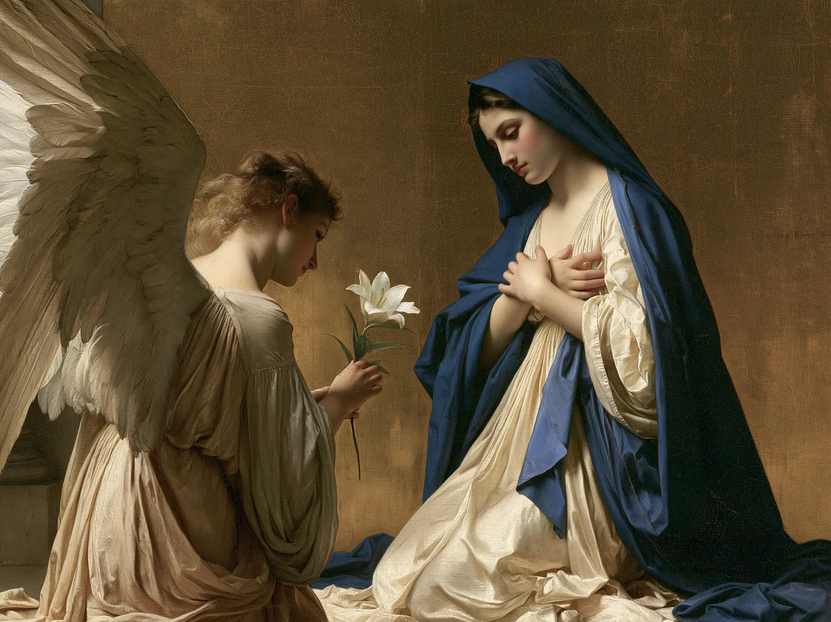 Gabriel's Lily in Warm Ochre Light – Bouguereau-Inspired Academic Art · Landscape