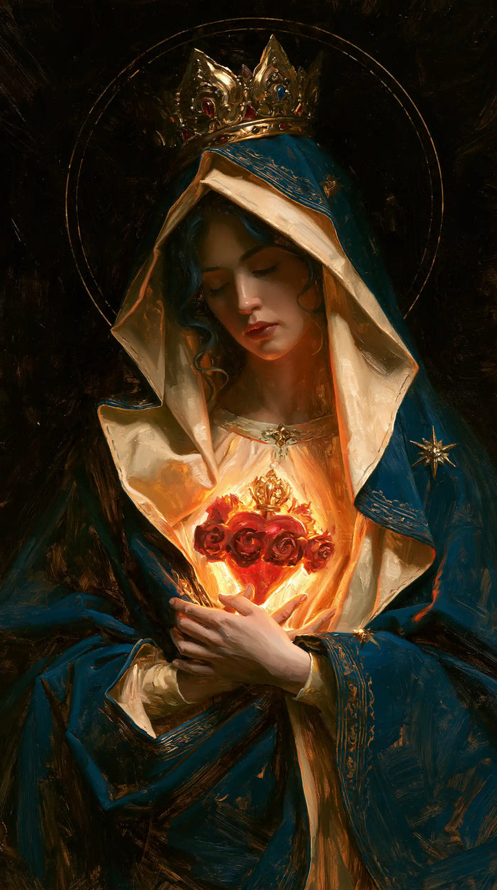 The Immaculate Heart of Mary — The Red Heart Beneath the Cloak’s Star