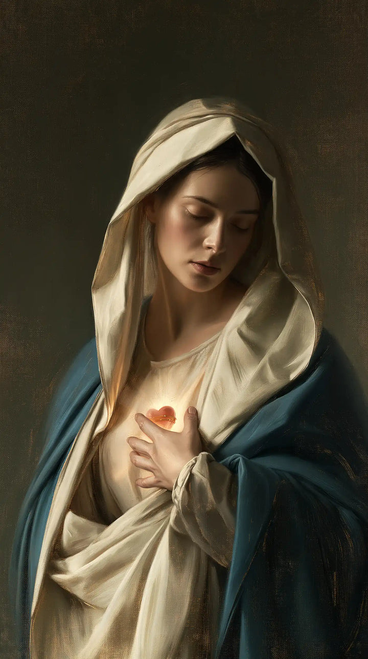 The Immaculate Heart of Mary — The Heart Half-Hidden at the Hand’s Edge