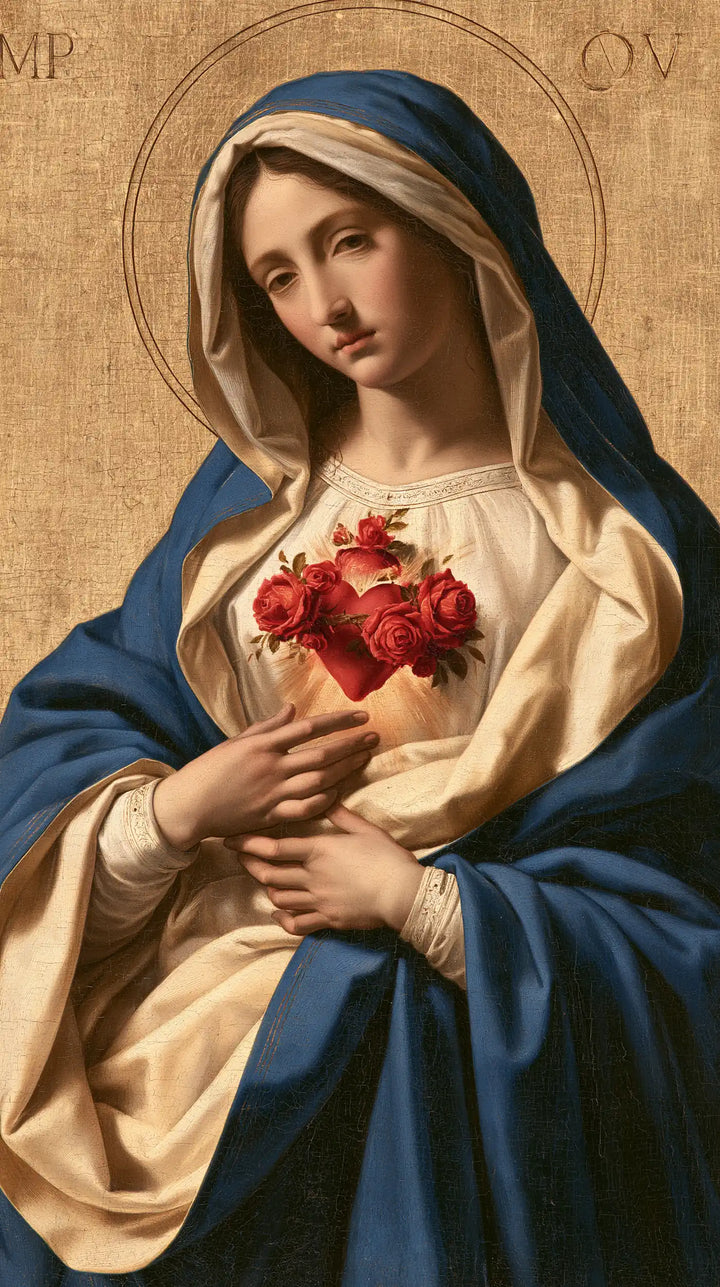 The Immaculate Heart of Mary — The Red Heart Above Gathered Folds