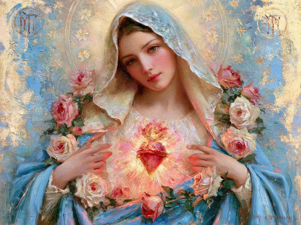 the Immaculate Heart of Mary in an impressionist atmosphere in Impressionist style, landscape Christian artwork no. 2