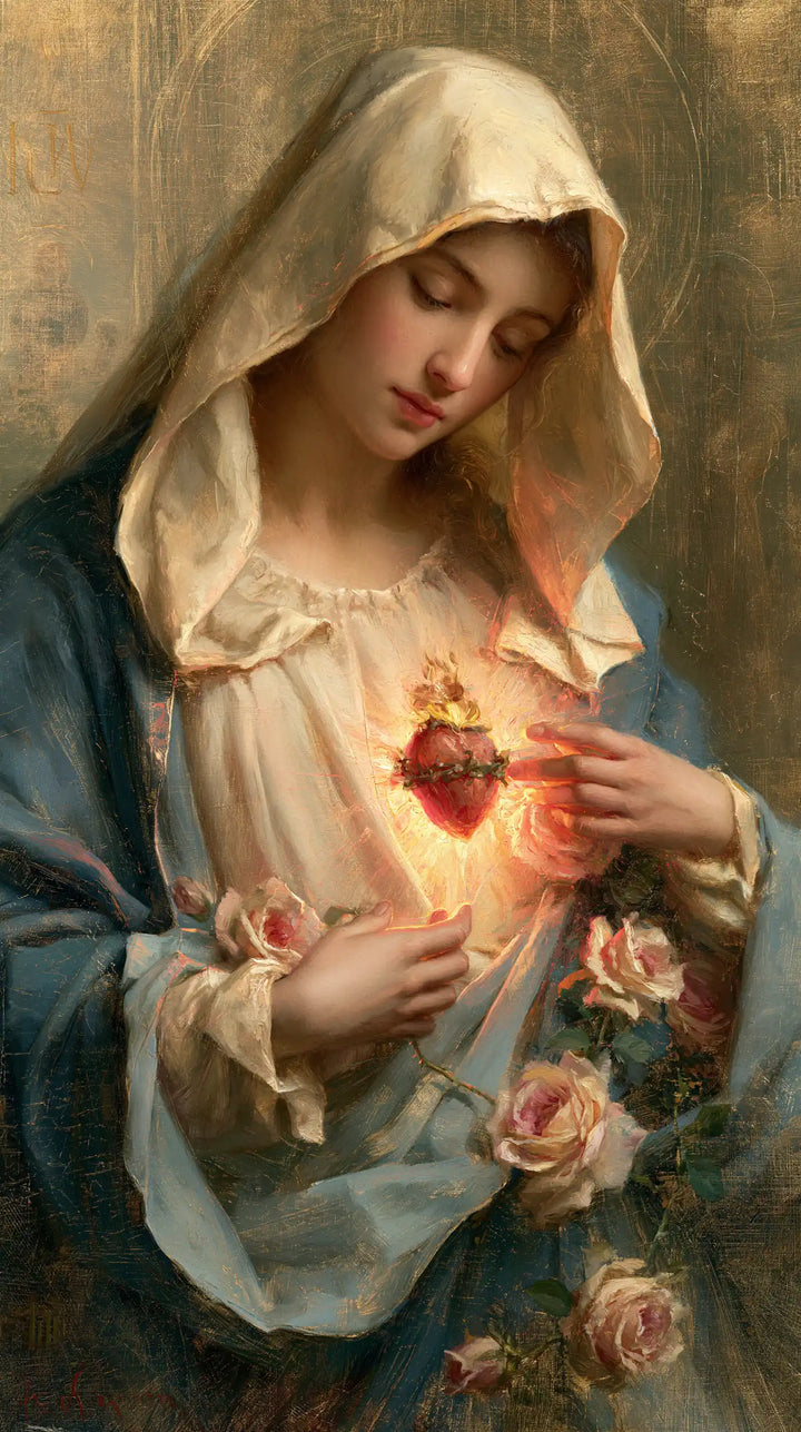 The Immaculate Heart of Mary — The Rose Branch Beneath the Light Hand