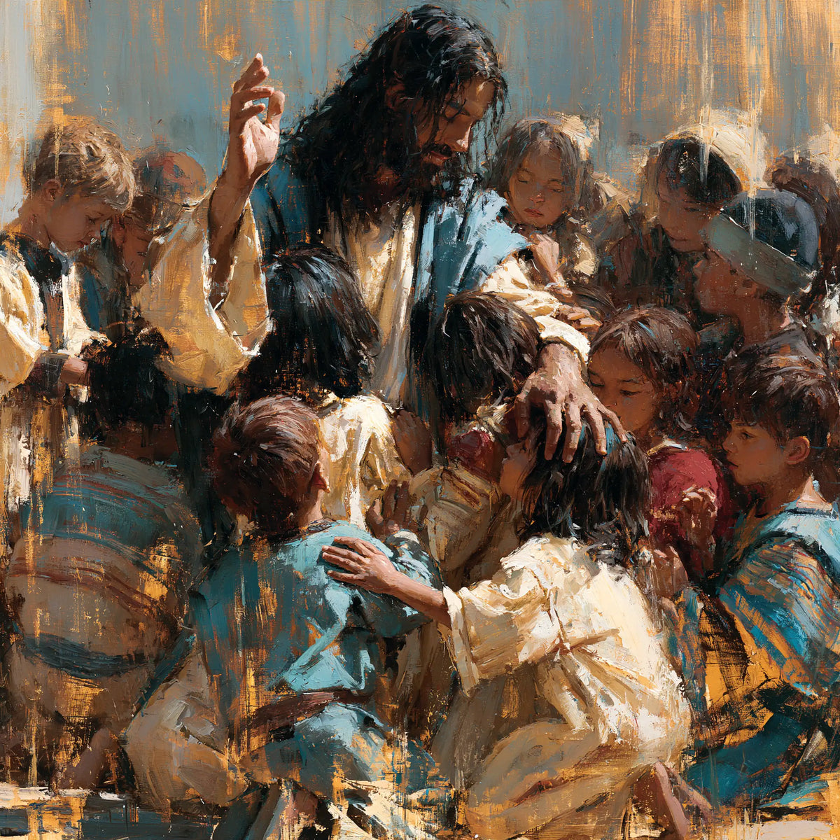 Jesus and the Children — Tenderness among the Gathered Hands