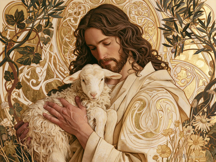 Jesus and the Lamb — The Vigil Among Honey-Coloured Flowers