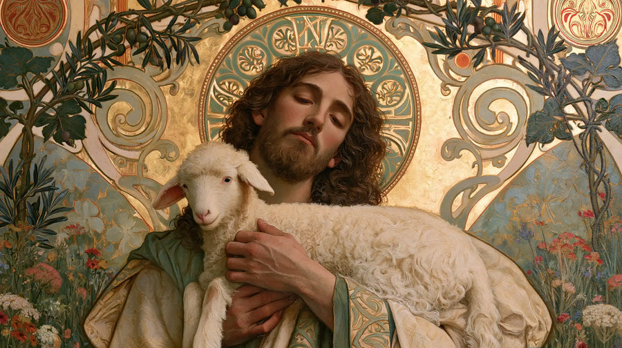 Jesus and the Lamb - Sacred Art Nouveau · Landscape n° 12