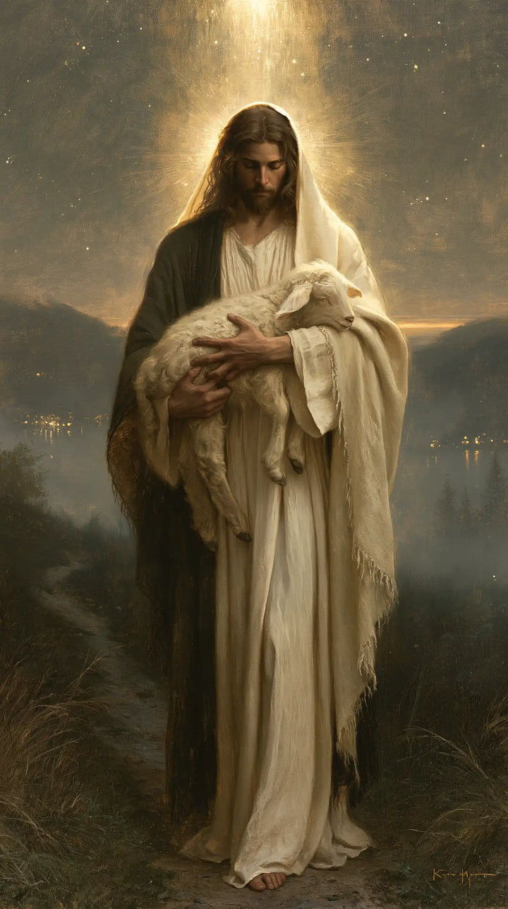Jesus and the Lamb - Symbolist · Portrait n° 1