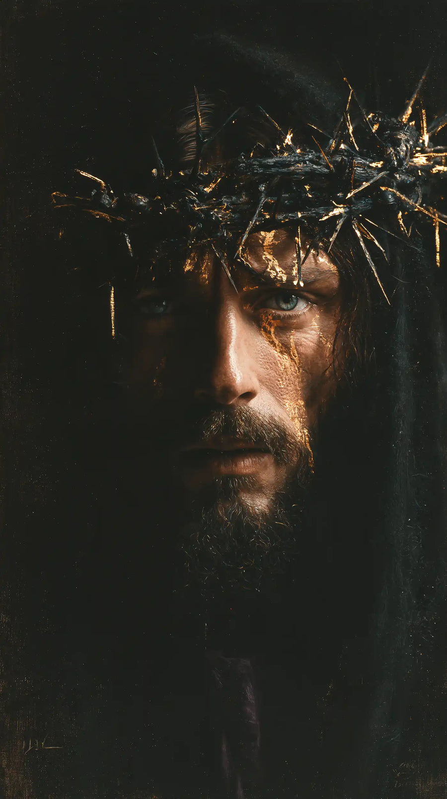 Jesus Crowned with Thorns - Black and Gold · Portrait n° 6