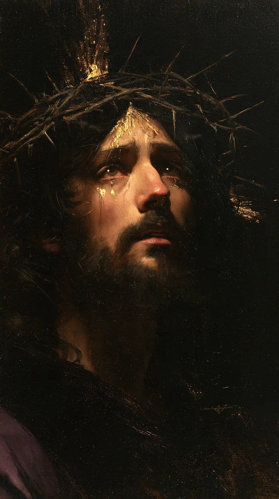 Jesus Crowned with Thorns - Black and Gold · Portrait n° 7