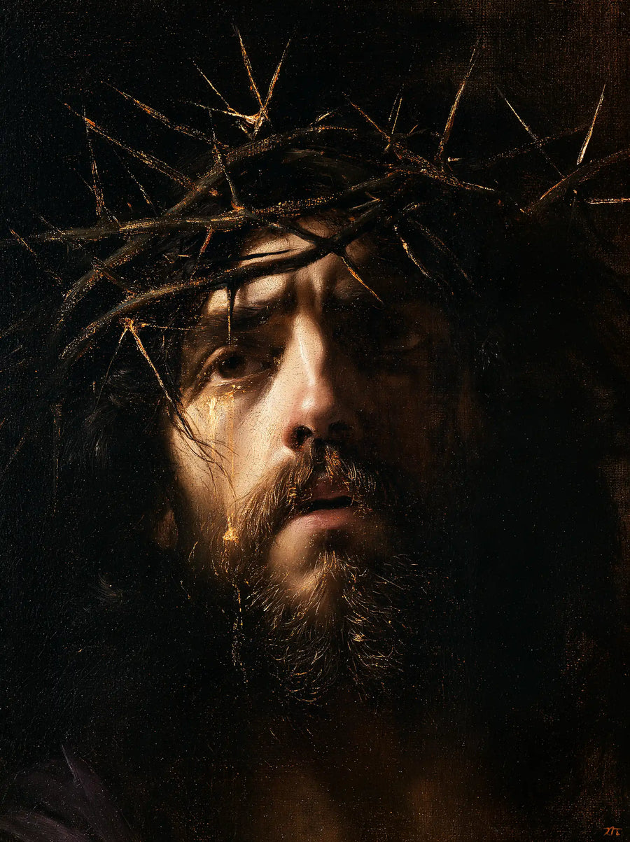 Jesus Crowned with Thorns - Black and Gold · Portrait n° 9