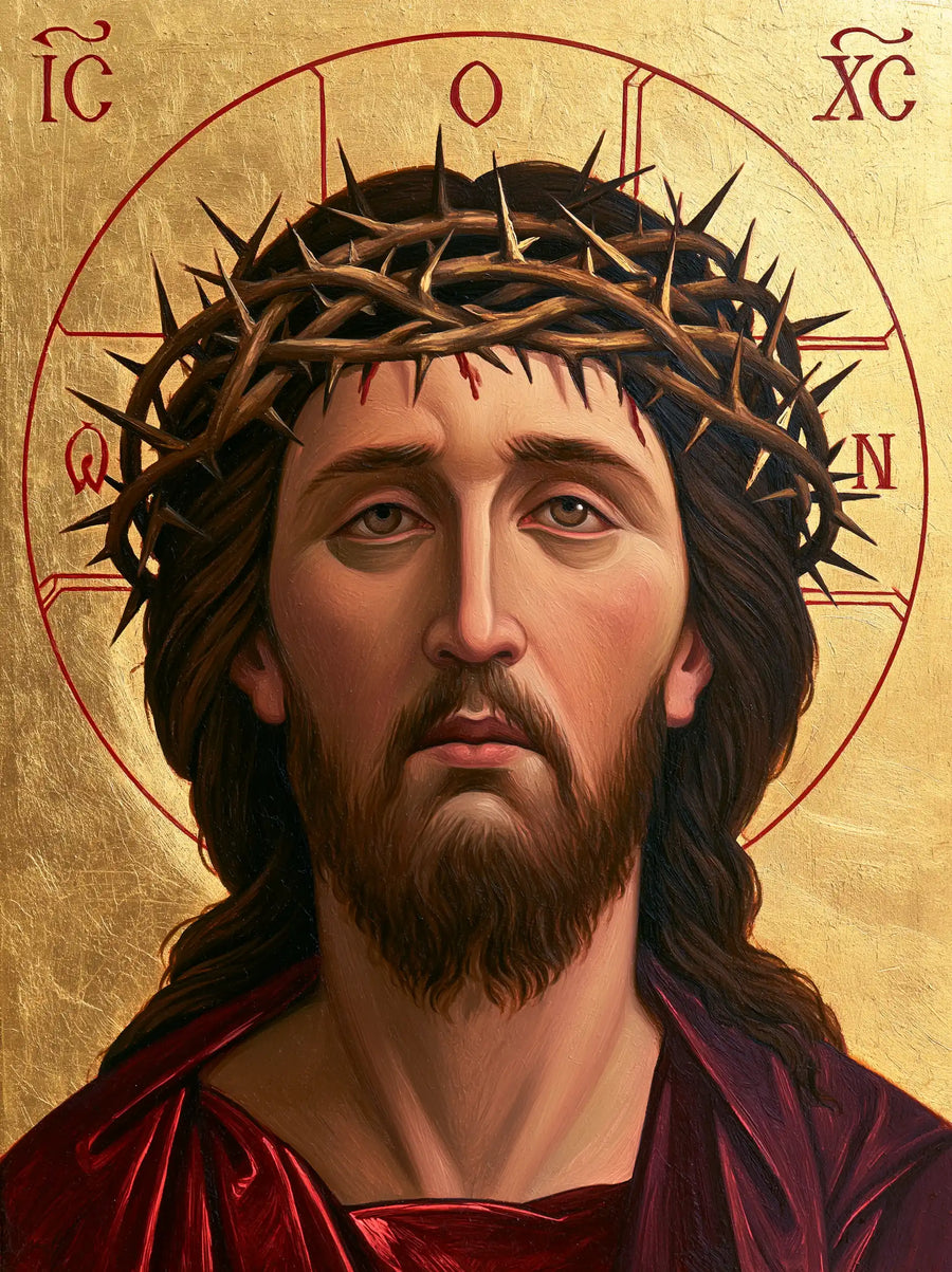 Jesus Crowned with Thorns — The Pale Neck in the Garnet Tunic