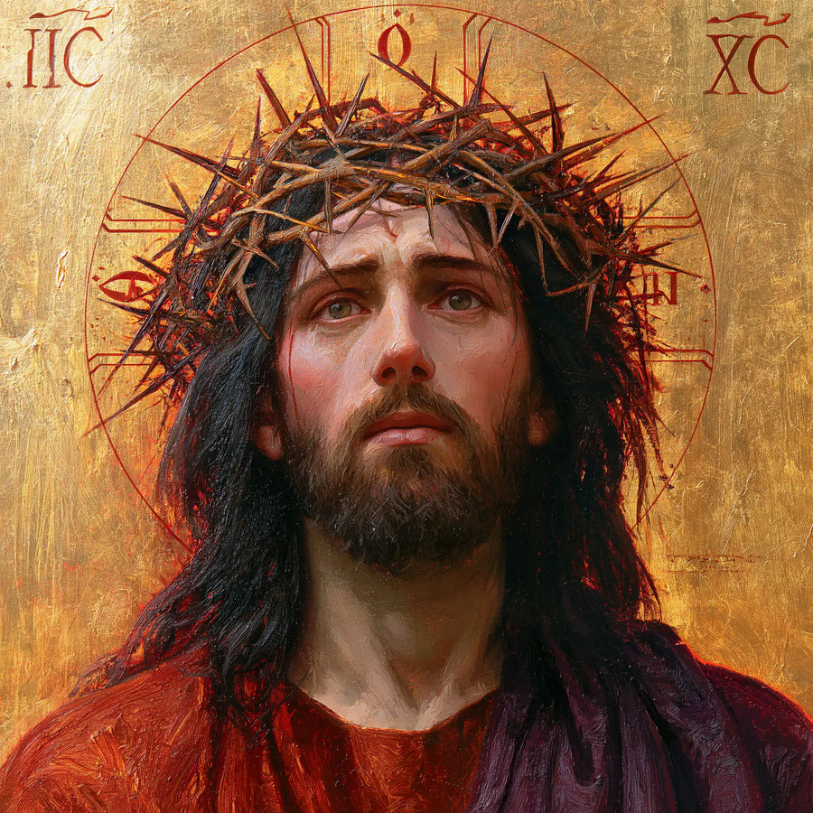 Jesus Crowned with Thorns — The Gaze beneath the Glowing Nimbus
