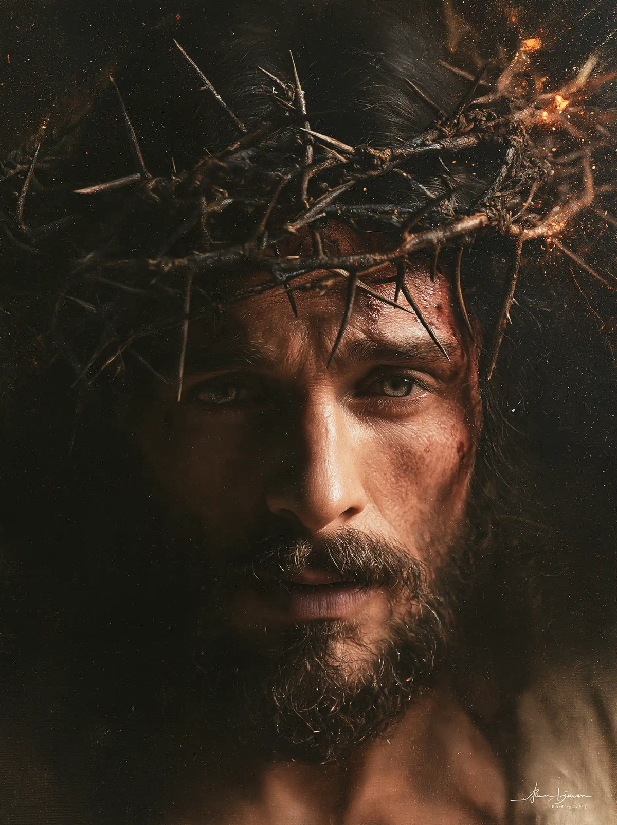 Jesus Crowned with Thorns — The Gaze among Golden Traces