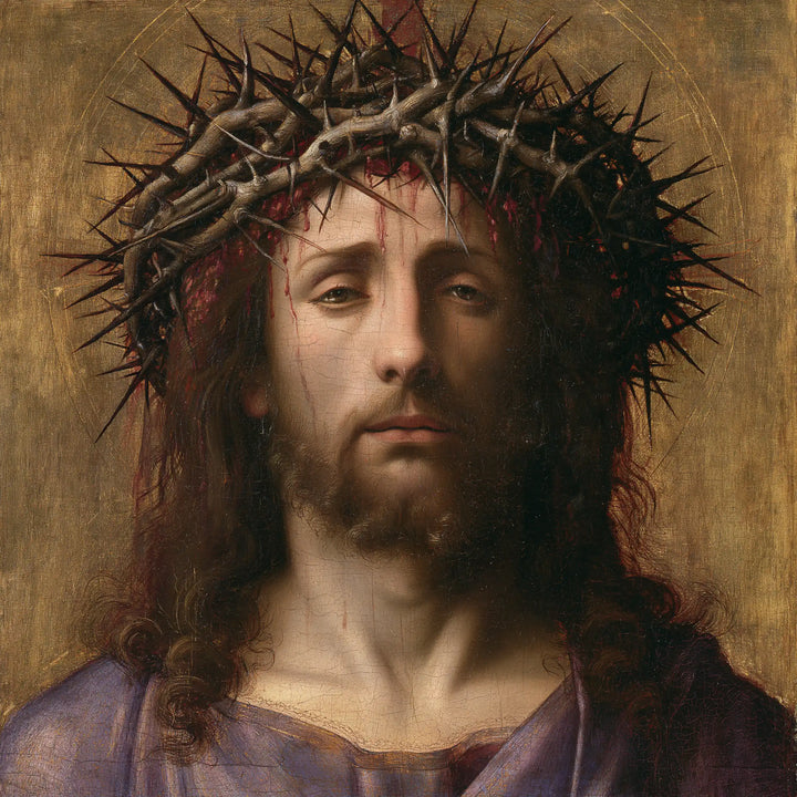 Jesus Crowned with Thorns — Heavy Eyelids above Satin