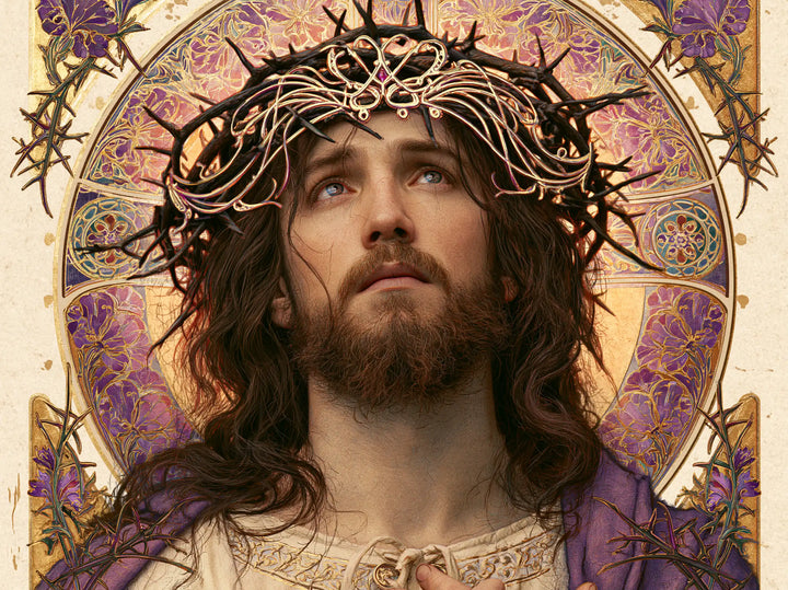 Jesus Crowned with Thorns — The Nimbus with Lavender Flowers