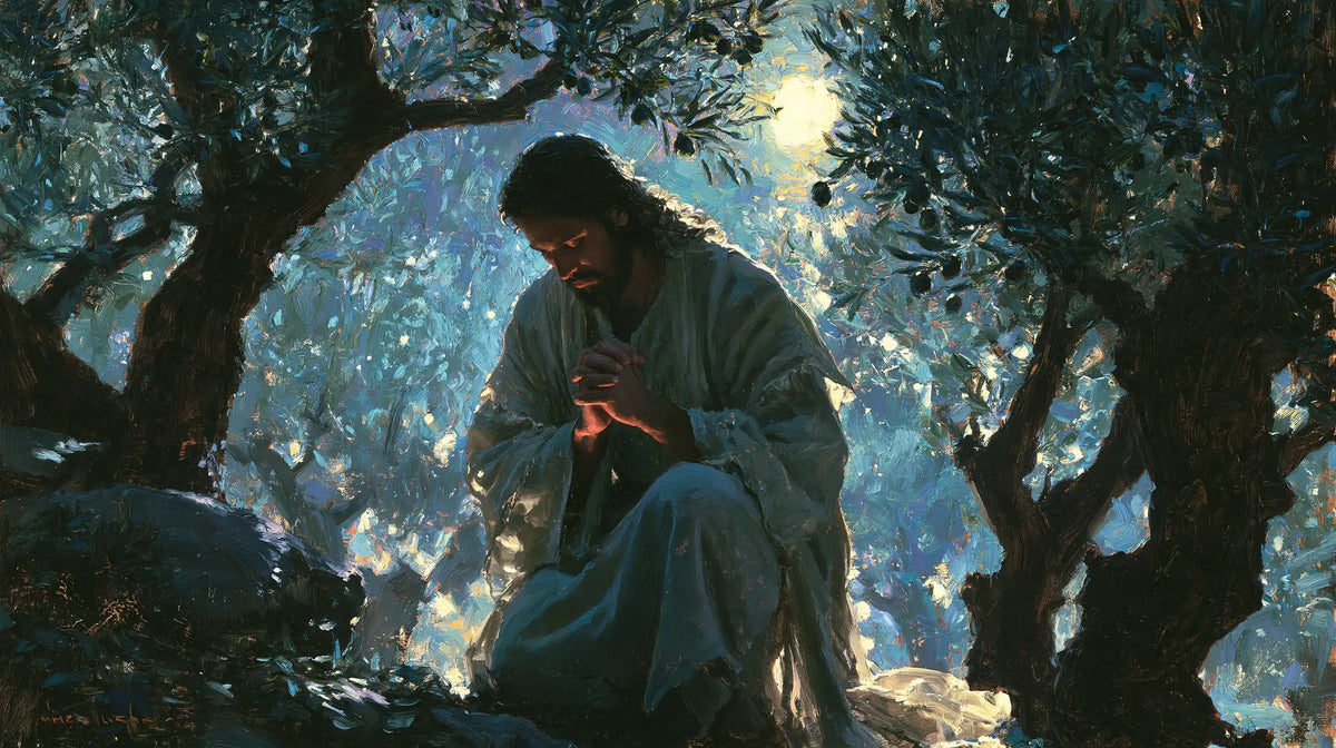 Jesus in Gethsemane — Orison beneath Jade Leaves