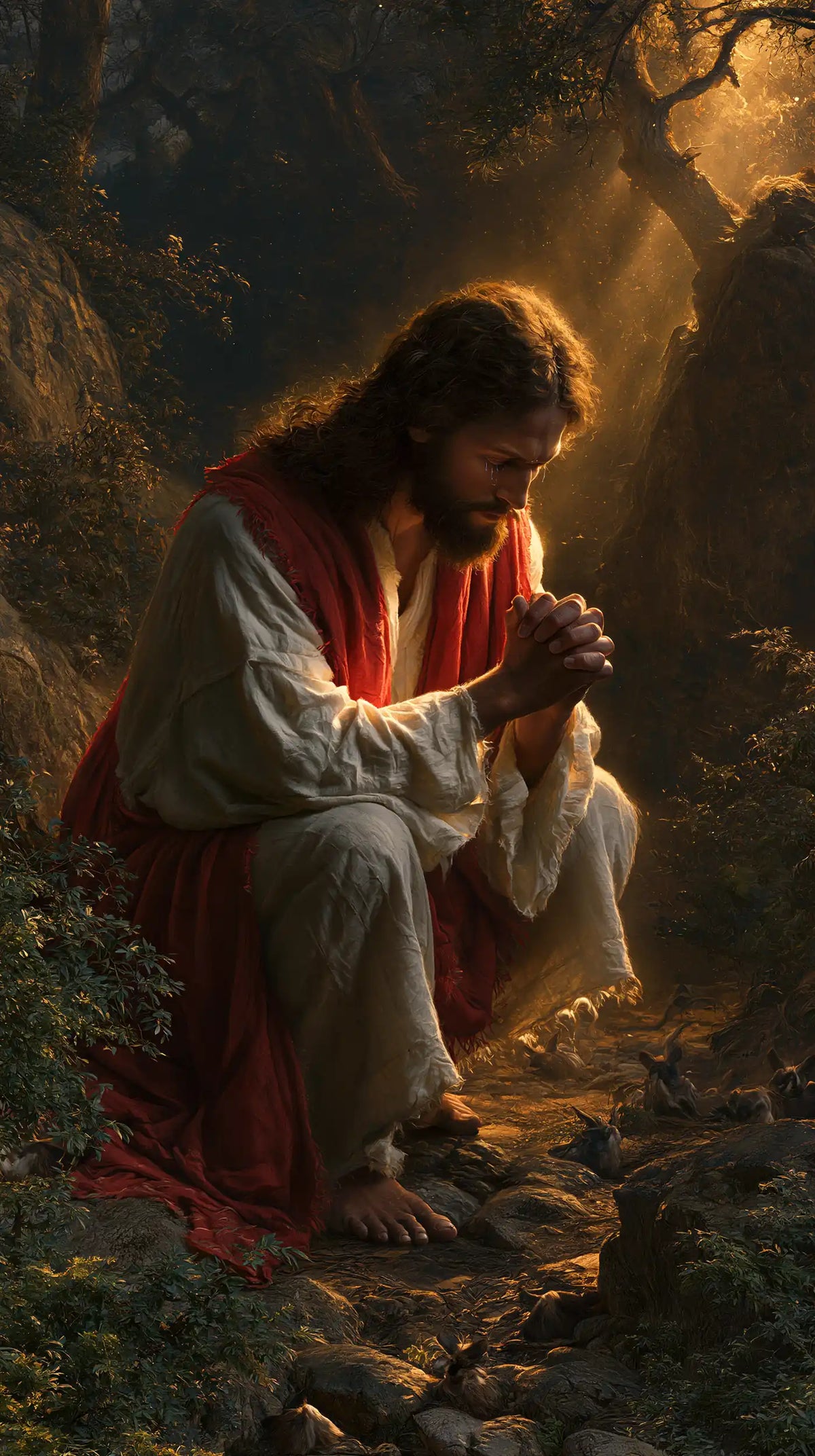 Jesus in Gethsemane — Prayer in the Autumn Ray