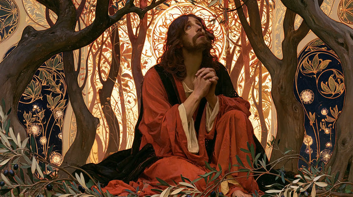 Jesus in Gethsemane — Scarlet in the Forest of Medallions