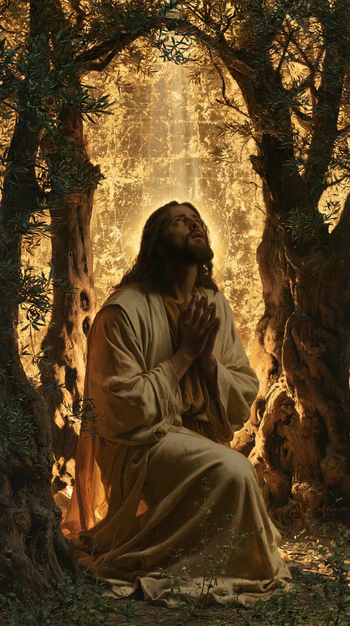 Jesus in Gethsemane — Waiting beneath the Golden Ray