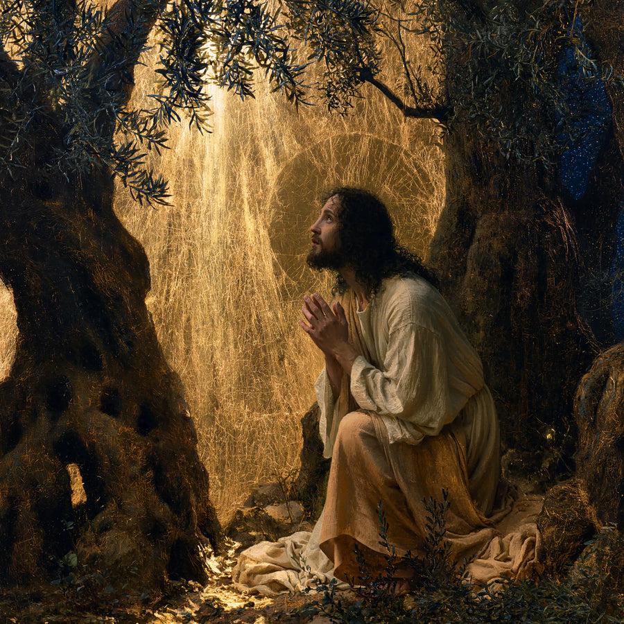 Jesus in Gethsemane — The Gaze before the Falling Golden Veil