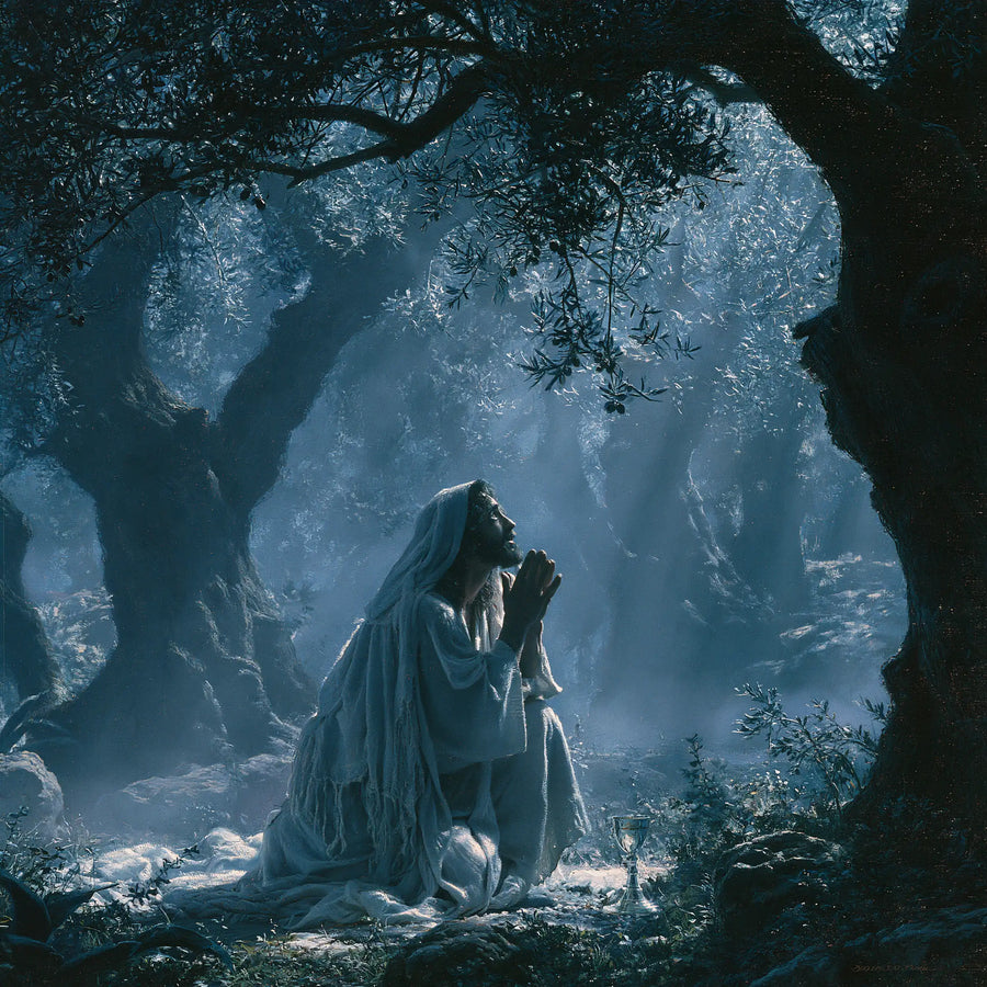 Jesus in Gethsemane — The Blue Veil in the Sacred Clearing