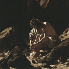 Jesus in the Desert — The Embrace of the Knee in Half-Light
