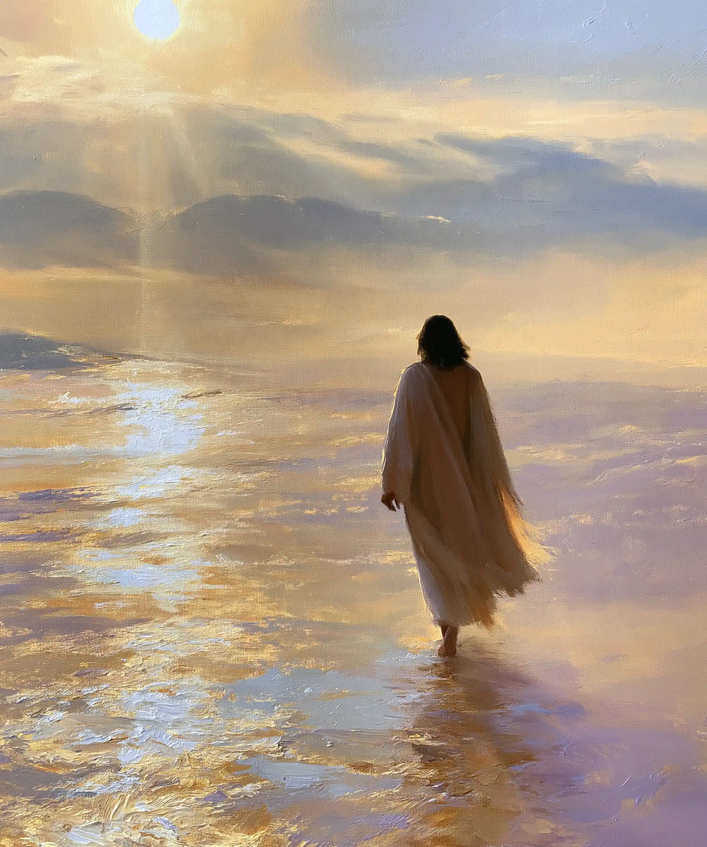 Jesus in the desert during the temptation in Impressionist style, portrait Christian artwork no. 26