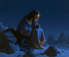Jesus in the Desert — Prayer in Midnight Blue