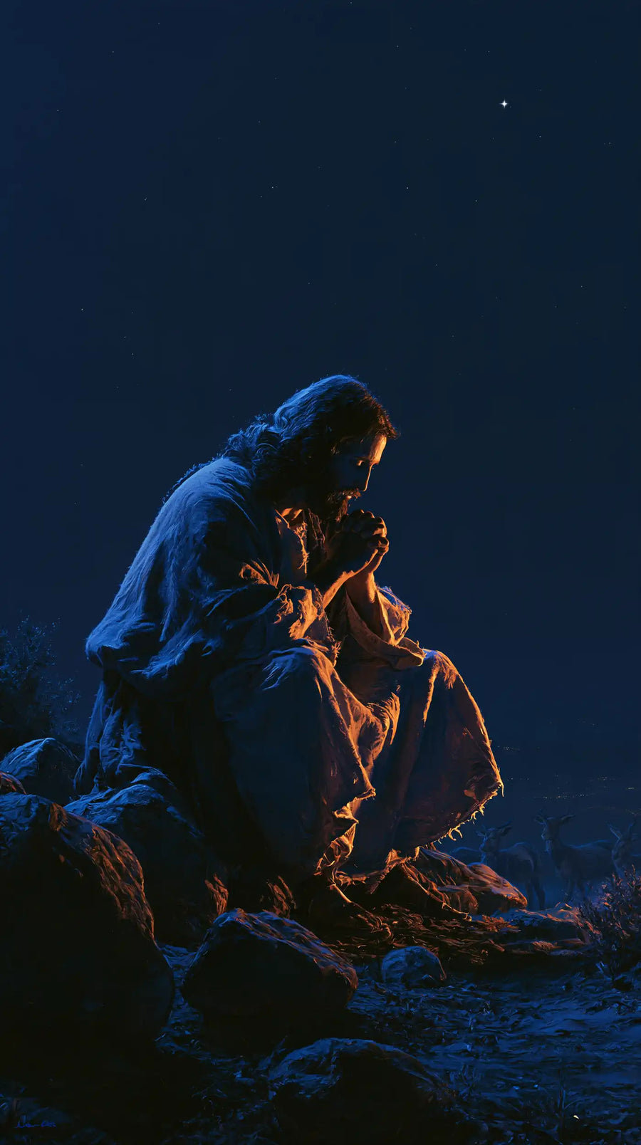 Jesus in the Desert - Midnight Blue Chiaroscuro · Portrait n° 5