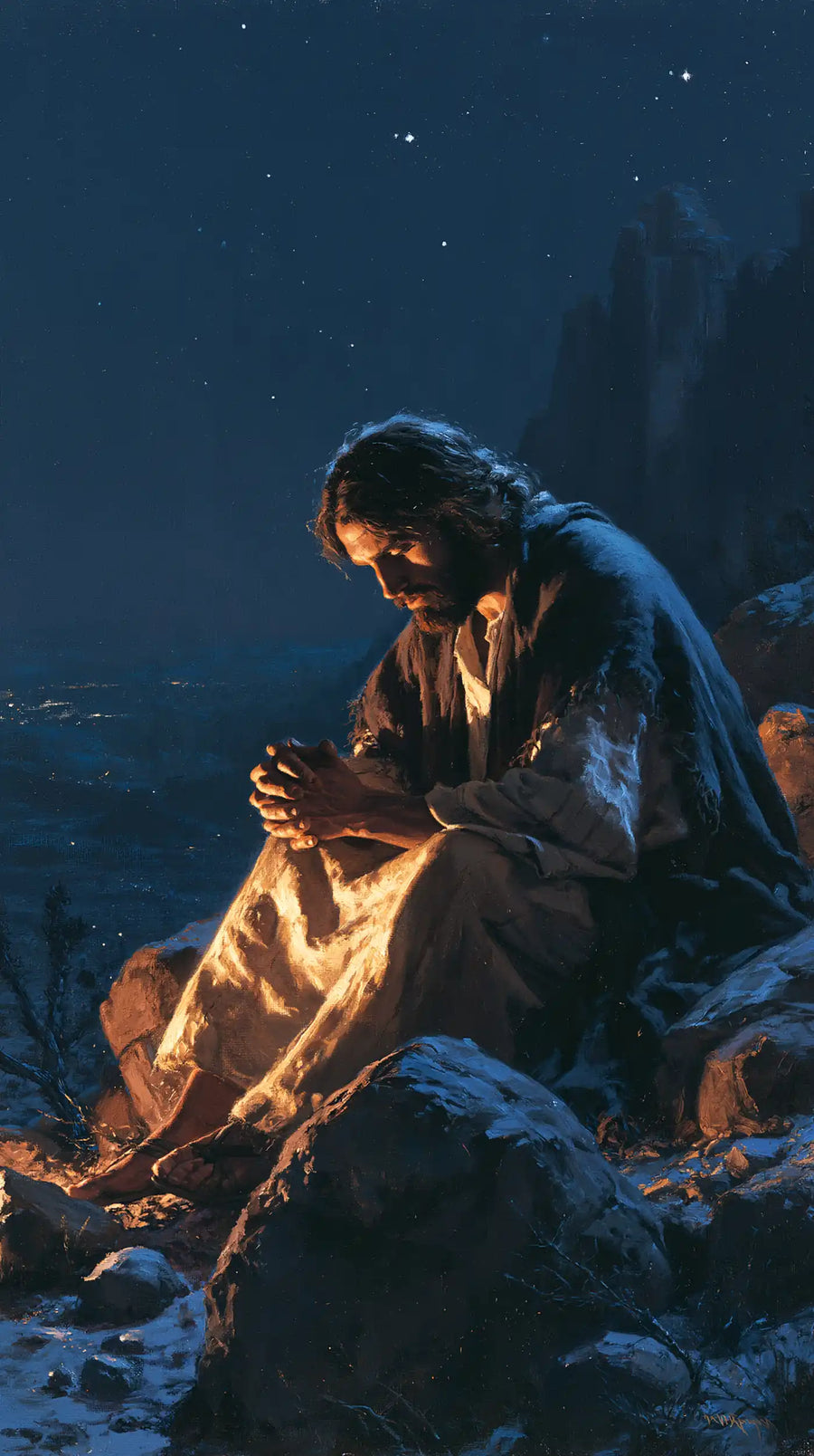 Jesus in the Desert - Midnight Blue Chiaroscuro · Portrait n° 9