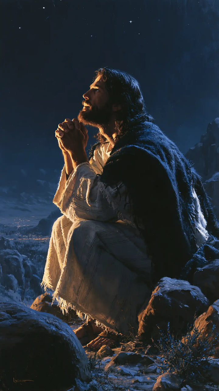 Jesus in the Desert - Midnight Blue Chiaroscuro · Portrait n° 19