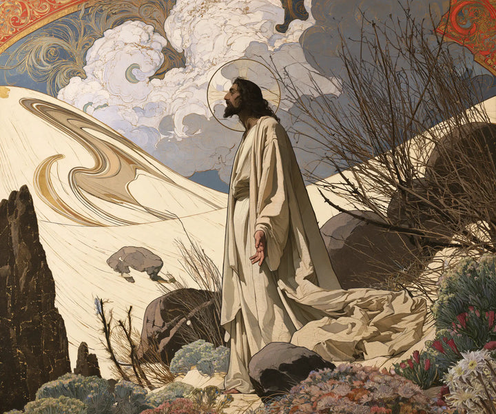Jesus in the Desert — The Silence of Dunes beneath the Birds
