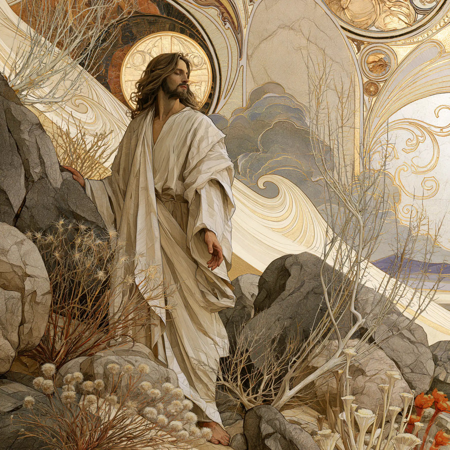 Jesus in the Desert - Sacred Art Nouveau · Square n° 1