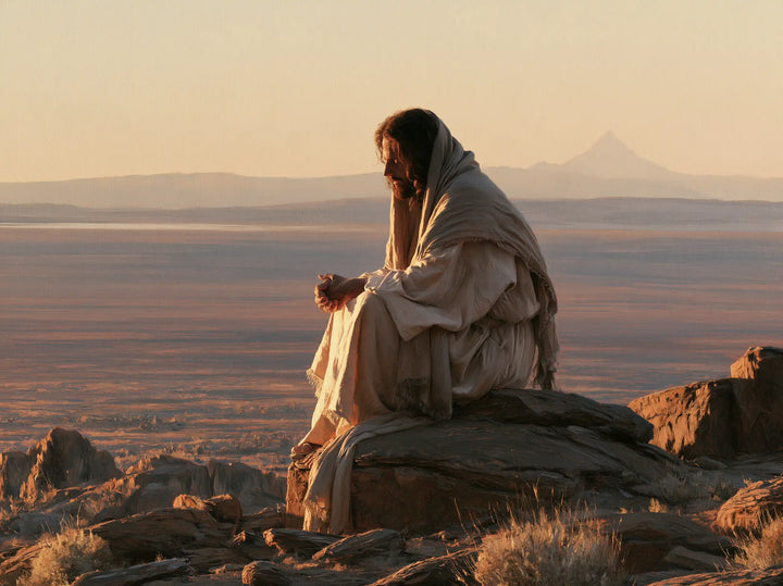 Jesus in the Desert — The Veil in the Softness of Rosy Lands