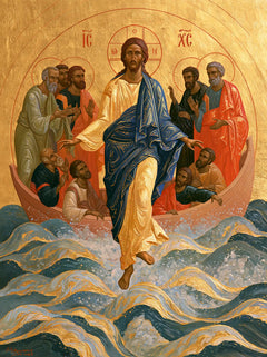 Jesus Walking on Water — The Circle of Witnesses upon Gold-Woven Water