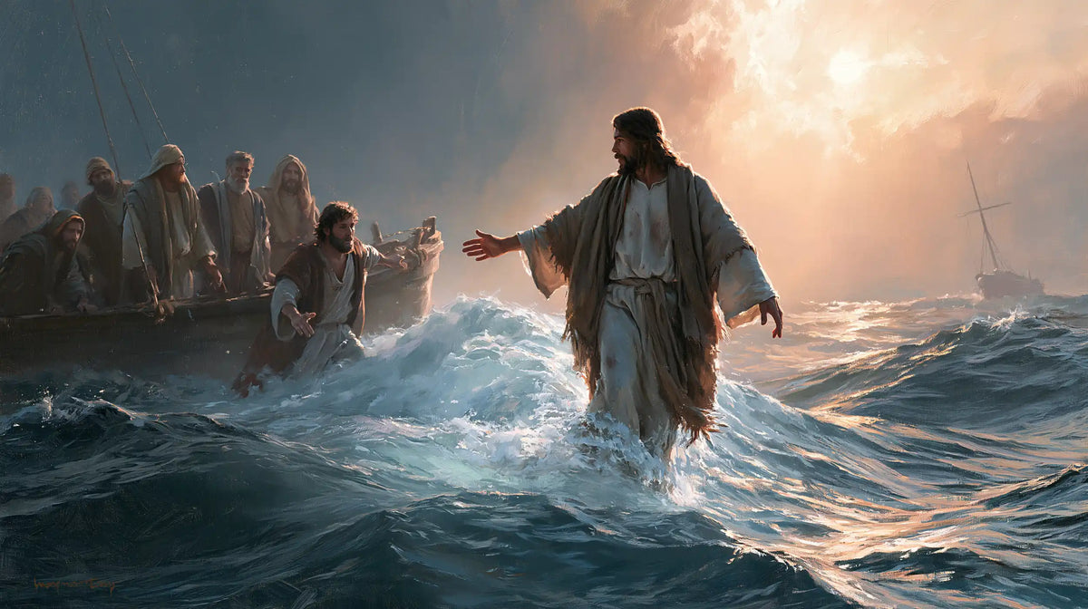 Jesus Walking on Water — The Hand Reaching beyond the Blue Crest