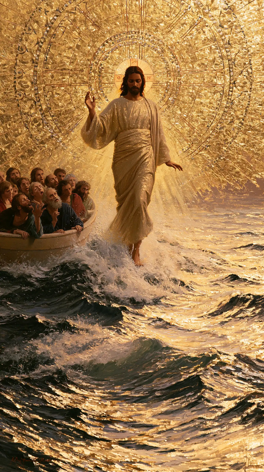 Jesus Walking on Water — The Step beneath the Luminous Dust