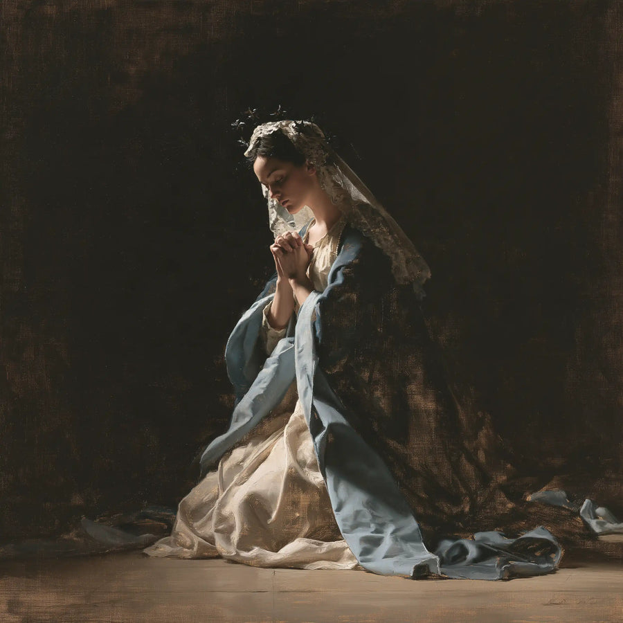 Virgin Mary in Prayer - Black and Gold · Square n° 3