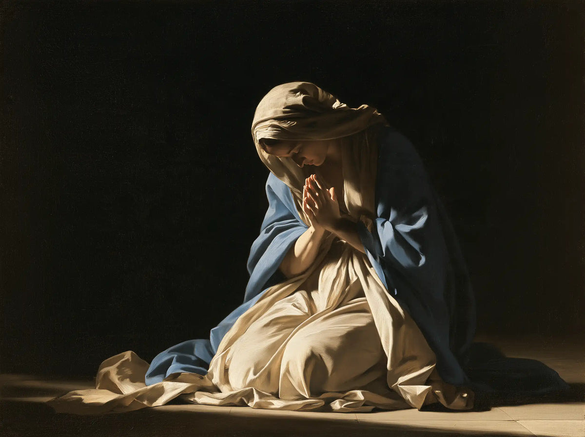 Virgin Mary in Prayer — Prayer within a Circle of Shadow