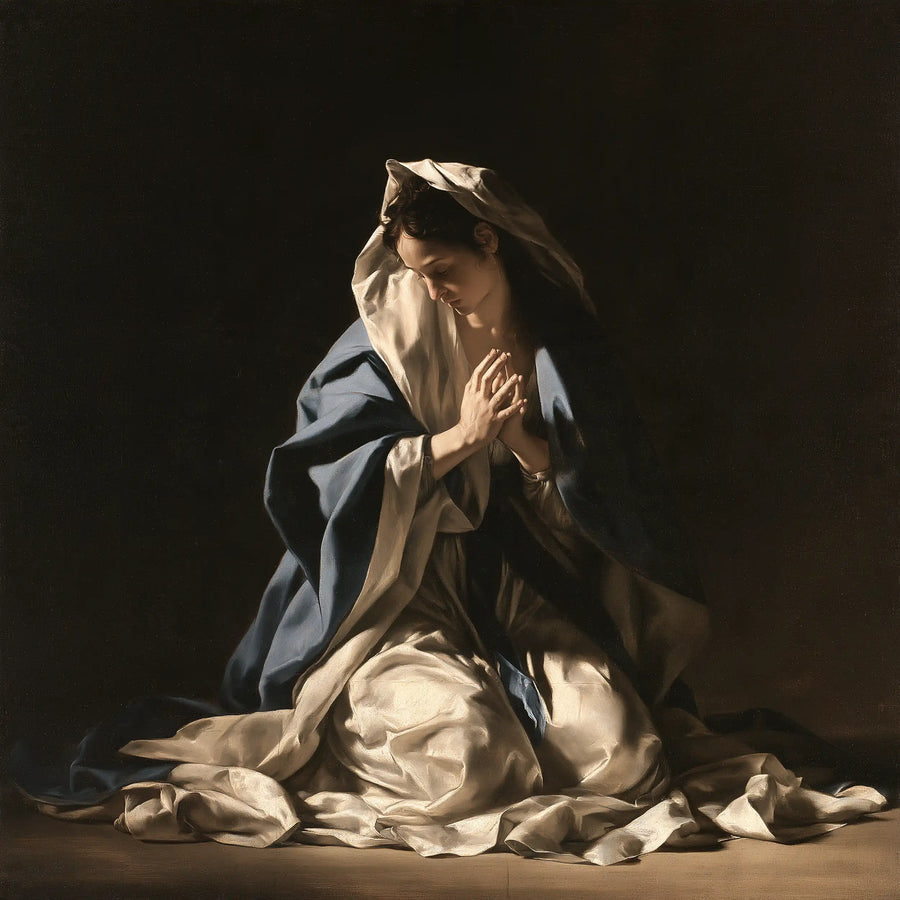 Virgin Mary in Prayer - Caravaggio Tenebrism · Square n° 3