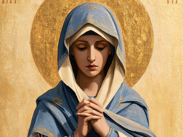 Virgin Mary in Prayer — Stillness at the Centre of the Halo