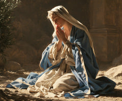 Virgin Mary in Prayer — Prayer in the Garden Sun