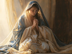 Virgin Mary in Prayer — Prayer beside the Pale Curtain